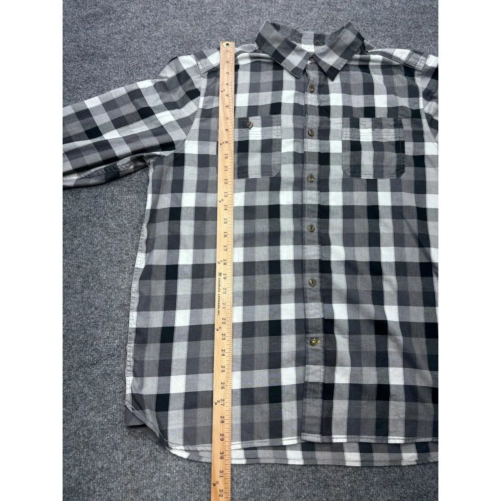The North Face Mens XL Plaid Button Down Shirt Black Grey White Long Sleeve